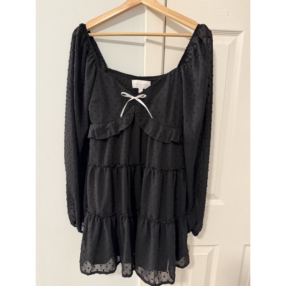 Camarosa Tiered Mini Dress S Swiss Dot Chiffon Puff Sleeve Coquette Western NWT!